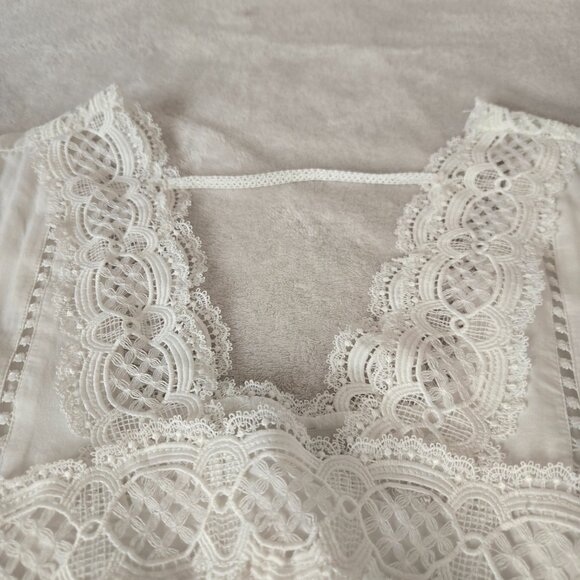 Eri + Ali White Lace Boho Prairie Dress Puff Sleeve Midi Cottagecore  L/XL - Picture 12 of 14